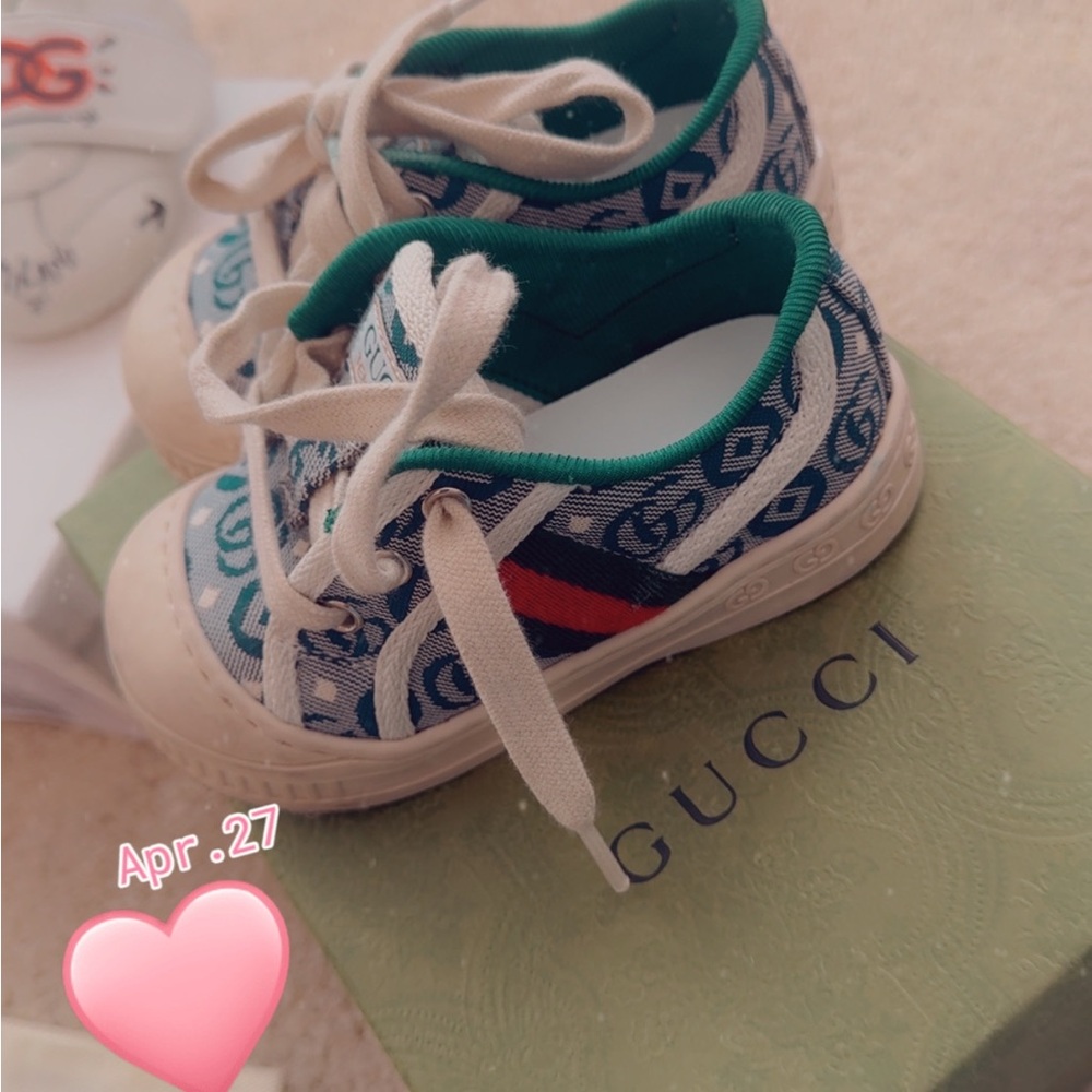 Gucci Blue and Green Baby Walker Shoes